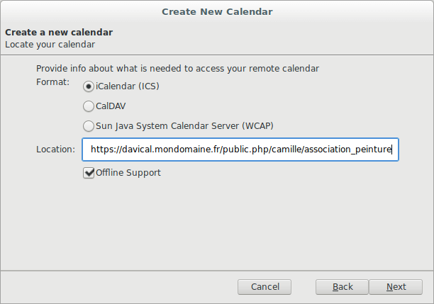 Create iCS public calendar